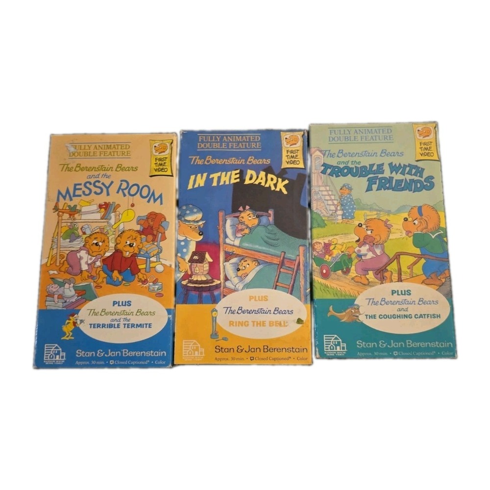 Vintage Berenstain Bears VHS Lot of 3 Messy Room Video Animated Random House